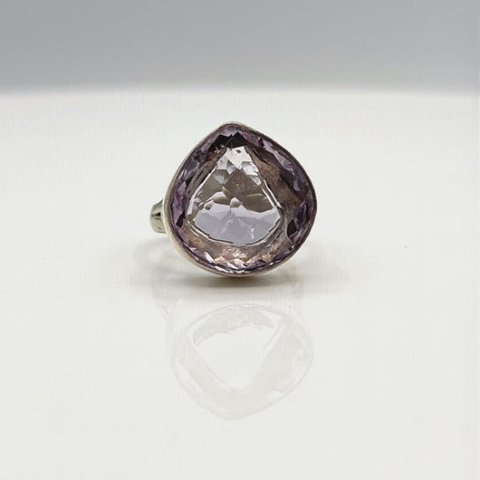 360 video of Amethyst faceted cut ring in sterling silver