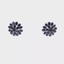 Load and play video in Gallery viewer, Sapphire Flower Earrings in Sterling Silver
