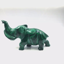 Load and play video in Gallery viewer, Hand-Carved Malachite Elephant Figurines
