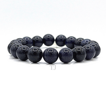 Load image into Gallery viewer, Blue Gold Sandstone 10 mm bead bracelet with elastic string
