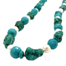 Cargar imagen en el visor de la galería, Turquoise and pearl necklace in sterling silver
