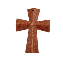 Load image into Gallery viewer, Gold Sandstone cross pendant
