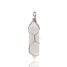 Cargar imagen en el visor de la galería, Natural gemstones wire-wrapped point pendant
