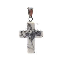 Load image into Gallery viewer, Howlite cross pendant
