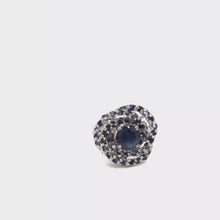 Load and play video in Gallery viewer, Sapphire with Diamonique Floral Ring in sterling silver
