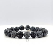 Load image into Gallery viewer, Snowflake Obsidian Bracelet
