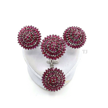 Load image into Gallery viewer, Flower style Ruby set in sterling silver
