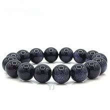 Cargar imagen en el visor de la galería, Blue Gold Sandstone 12 mm bead bracelet with elastic string
