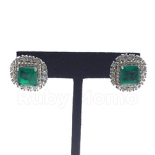 Load image into Gallery viewer, Doublet emerald earrings in sterling silver
