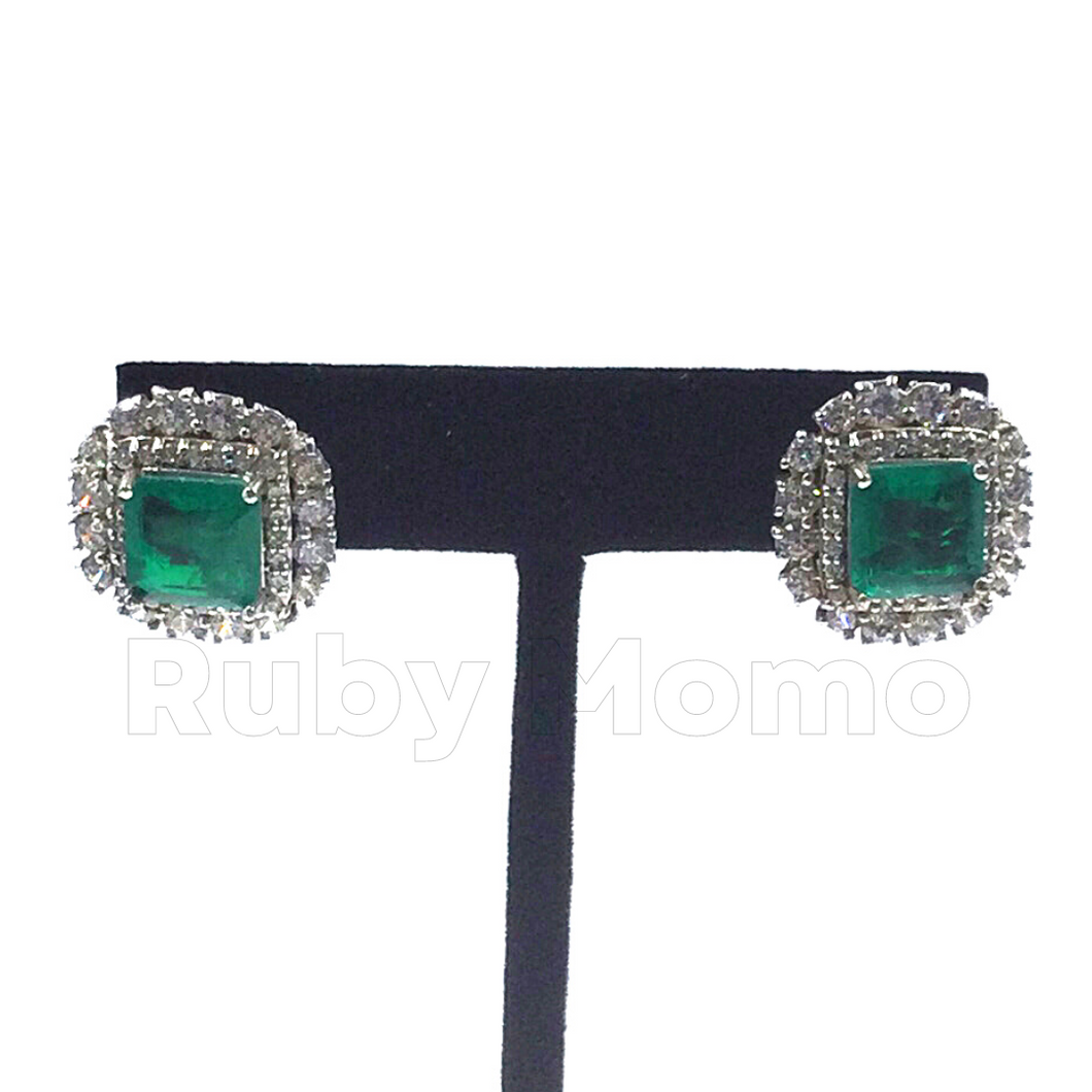 Doublet emerald earrings in sterling silver