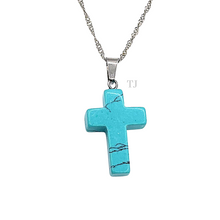 将图片加载到图库查看器，Blue Turquoise cross pendant
