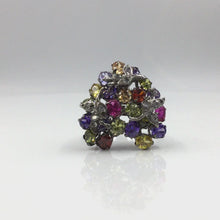 Cargar y reproducir el video en el visor de la galería, Multi-colored gemstones heart-shaped set (sterling silver)
