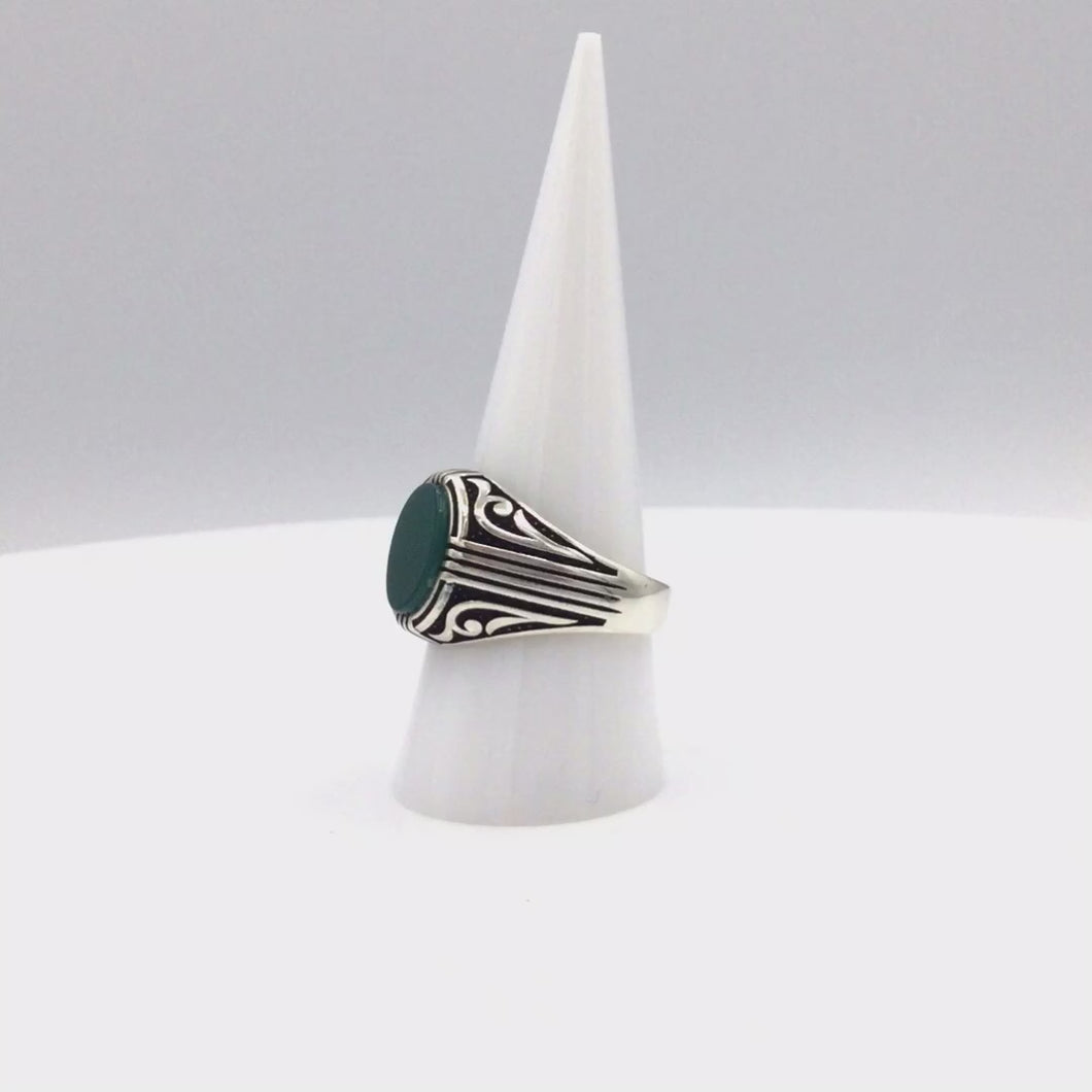 Green Onyx Ring in Sterling Silver