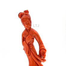 Cargar imagen en el visor de la galería, Salmon red coral carving from Qing Dynasty 
