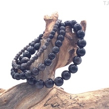 将图片加载到图库查看器，Silver Sheen Obsidian Bead Bracelet
