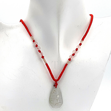 Загрузить изображение в средство просмотра галереи, Burmese Jade Figure Pendant with red silk string with small jade beads
