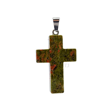 Load image into Gallery viewer, Unakite Cross Pendant
