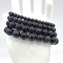 Загрузить изображение в средство просмотра галереи, Blue Gold Sandstone bead bracelet with elastic string, different sizes
