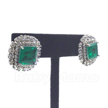 Load image into Gallery viewer, Doublet emerald earrings in sterling silver
