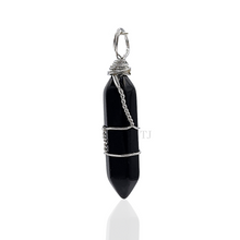 Cargar imagen en el visor de la galería, Natural gemstones wire-wrapped point pendant
