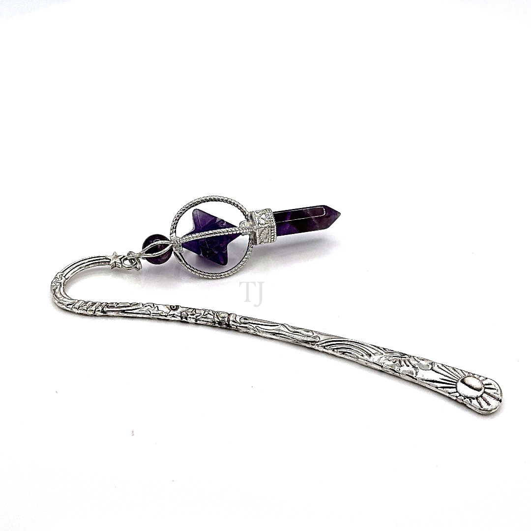 Metal Bookmark with Amethsyt Pointed Crystal | Jovivi