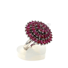 Load image into Gallery viewer, Flower style Ruby set in sterling silver
