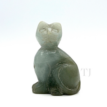 Load image into Gallery viewer, Cat figurine hand-carved with Burmese Jade
