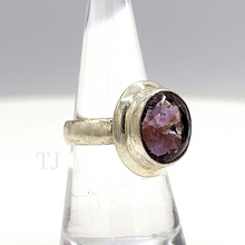 Load image into Gallery viewer, Amethyst faceted round ring in sterling silver
