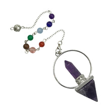 Cargar imagen en el visor de la galería, Amethyst Pendulum with 7 chakras beads
