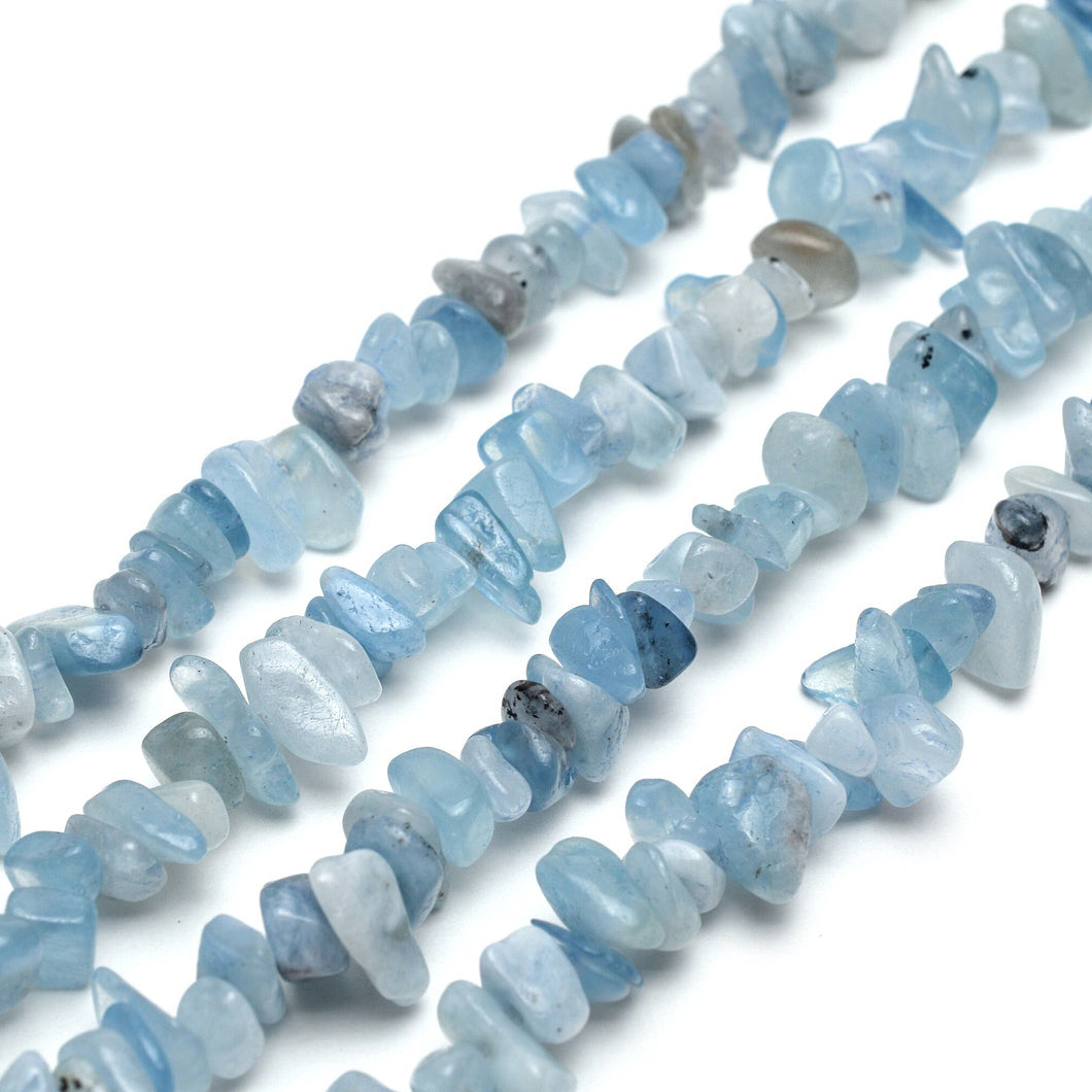 Aquamarine Chip Long Necklace