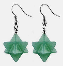 Load image into Gallery viewer, Aventurine Merkaba Earrings with metal hook
