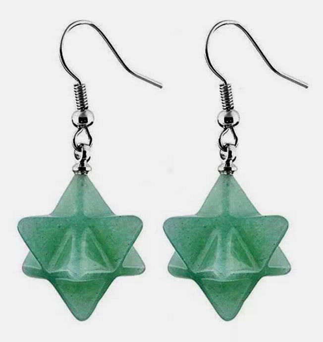 Aventurine Merkaba Earrings with metal hook