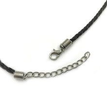 Cargar imagen en el visor de la galería, Black Braided Leather Cord Necklace with metal lobster clasp
