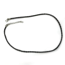 Cargar imagen en el visor de la galería, Black Braided Leather Cord Necklace with metal lobster clasp
