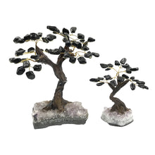 将图片加载到图库查看器，Black Onyx Gemstone Trees big and medium in Amethyst Base
