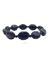 将图片加载到图库查看器，Natural gemstone carved bead bracelet (16mm)
