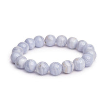 将图片加载到图库查看器，Blue Lace Agate 12 mm bead bracelet with elastic string
