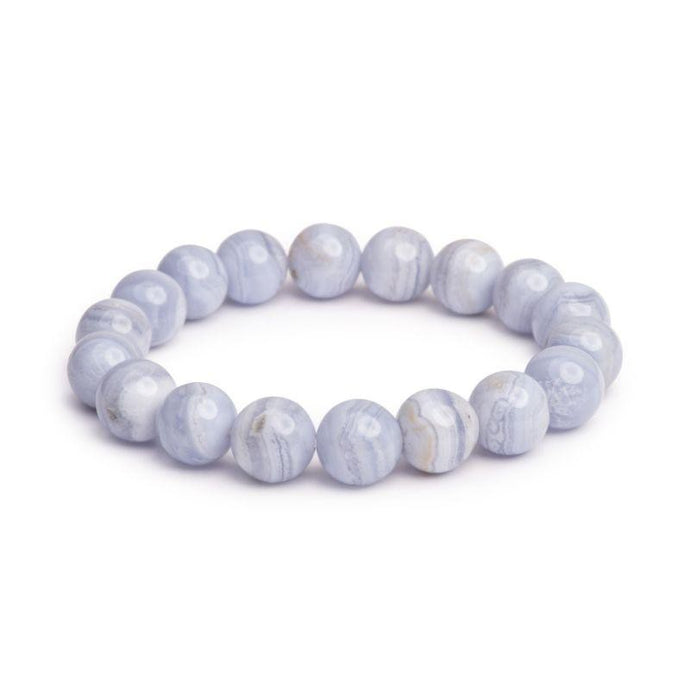 Blue Lace Agate 12 mm bead bracelet with elastic string