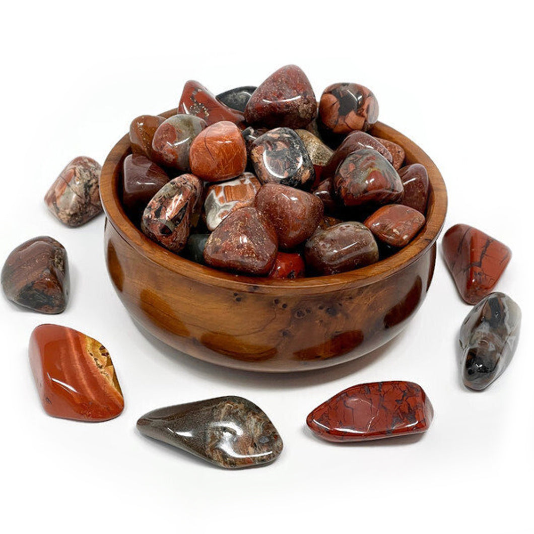 Breciated Jasper Tumbled stones in a bowl 