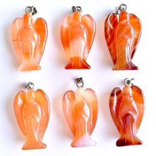 将图片加载到图库查看器，6 Carnelian Angel Figure Pendants
