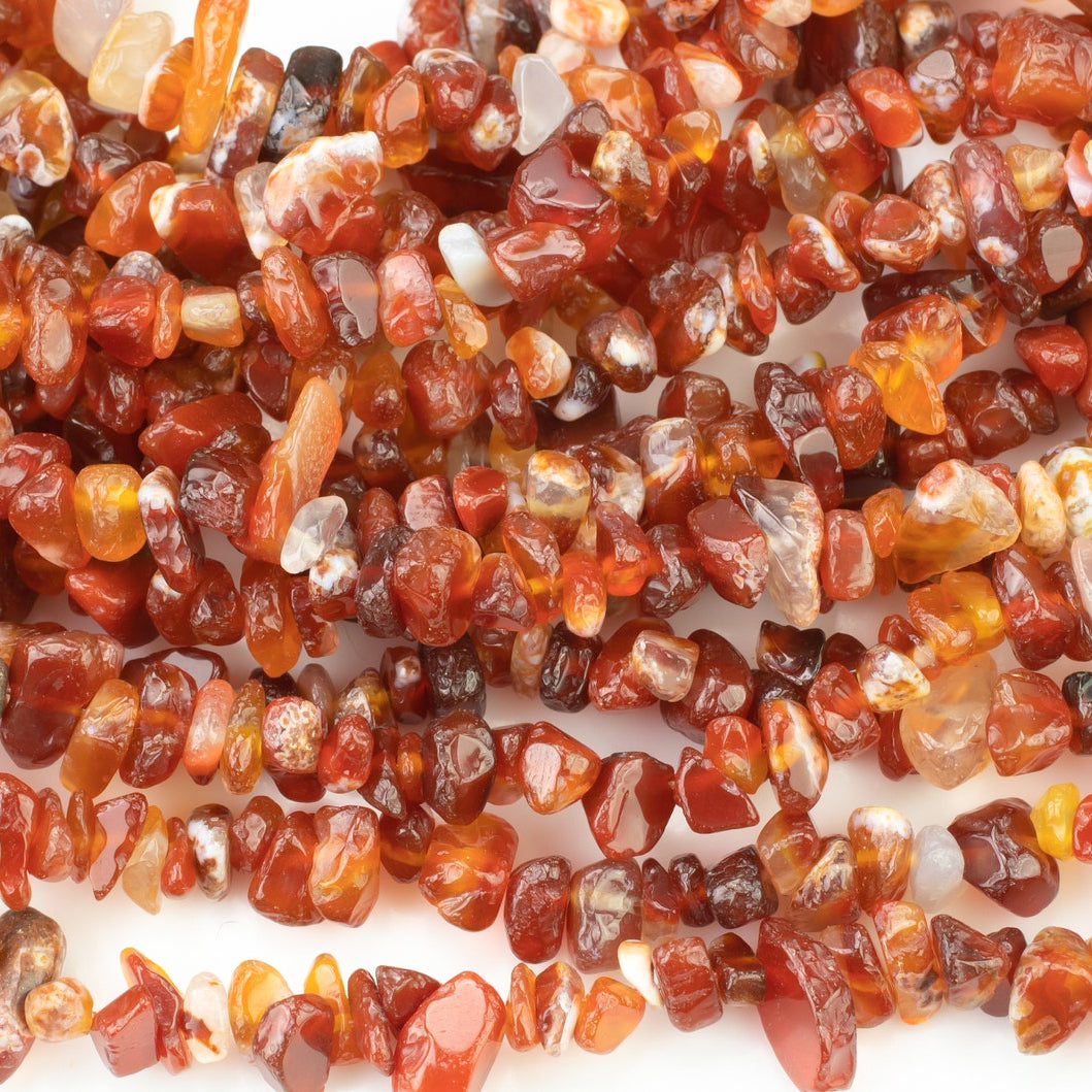 Carnelian Chip Long Necklace