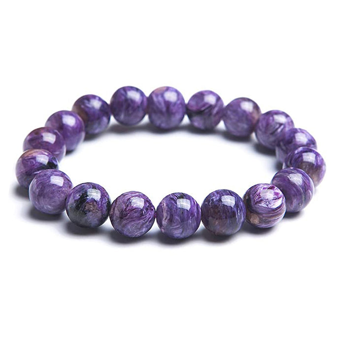 Charoite bead bracelet with elastic string