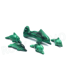 Загрузить изображение в средство просмотра галереи, Hand-Carved Malachite Dolphin Figurines
