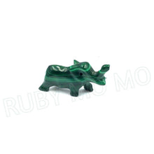 Load image into Gallery viewer, Hand-Carved Malachite Elephant Figurines (small)
