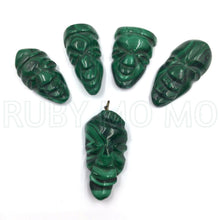 Cargar imagen en el visor de la galería, Hand-Carved Malachite Face Mask figurines
