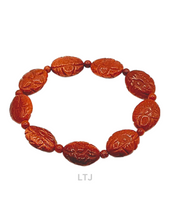 将图片加载到图库查看器，Natural gemstone carved bead bracelet (16mm)
