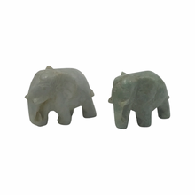 Load image into Gallery viewer, Hand-Carved Burmese Jade Elephant Figurines
