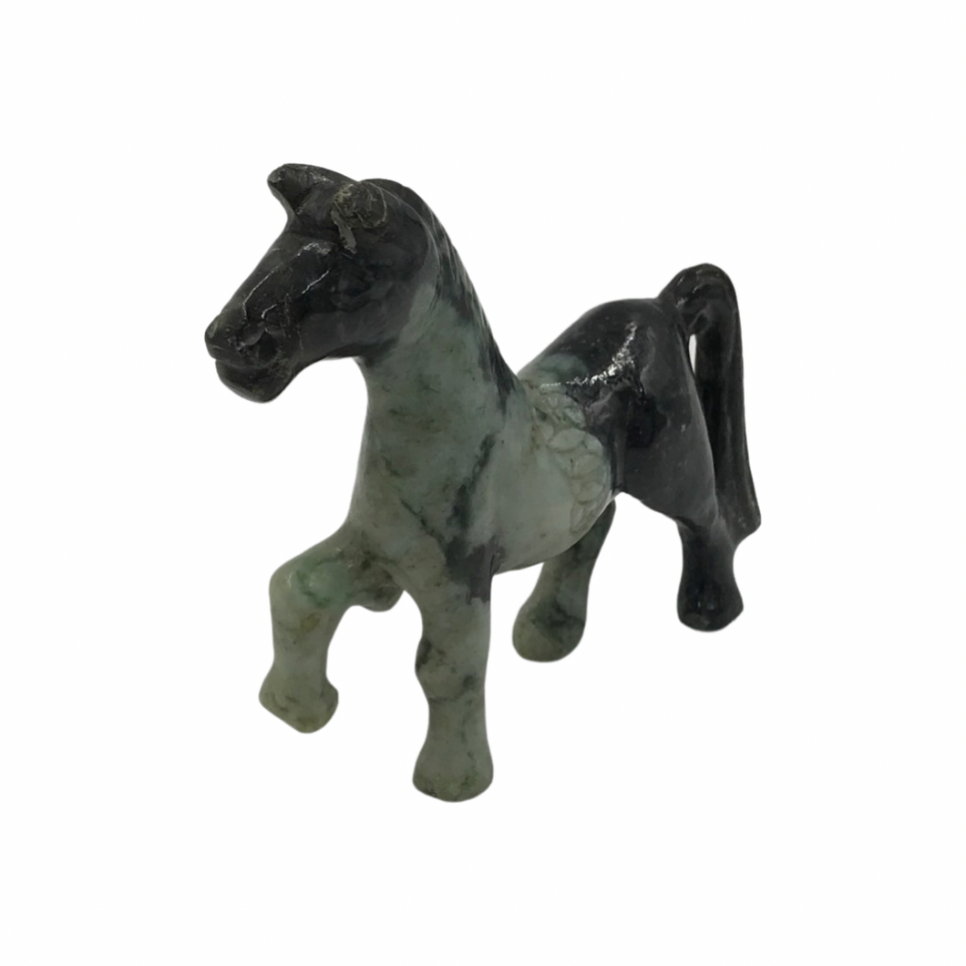 Hand-Carved Burmese Jade Pony Statue