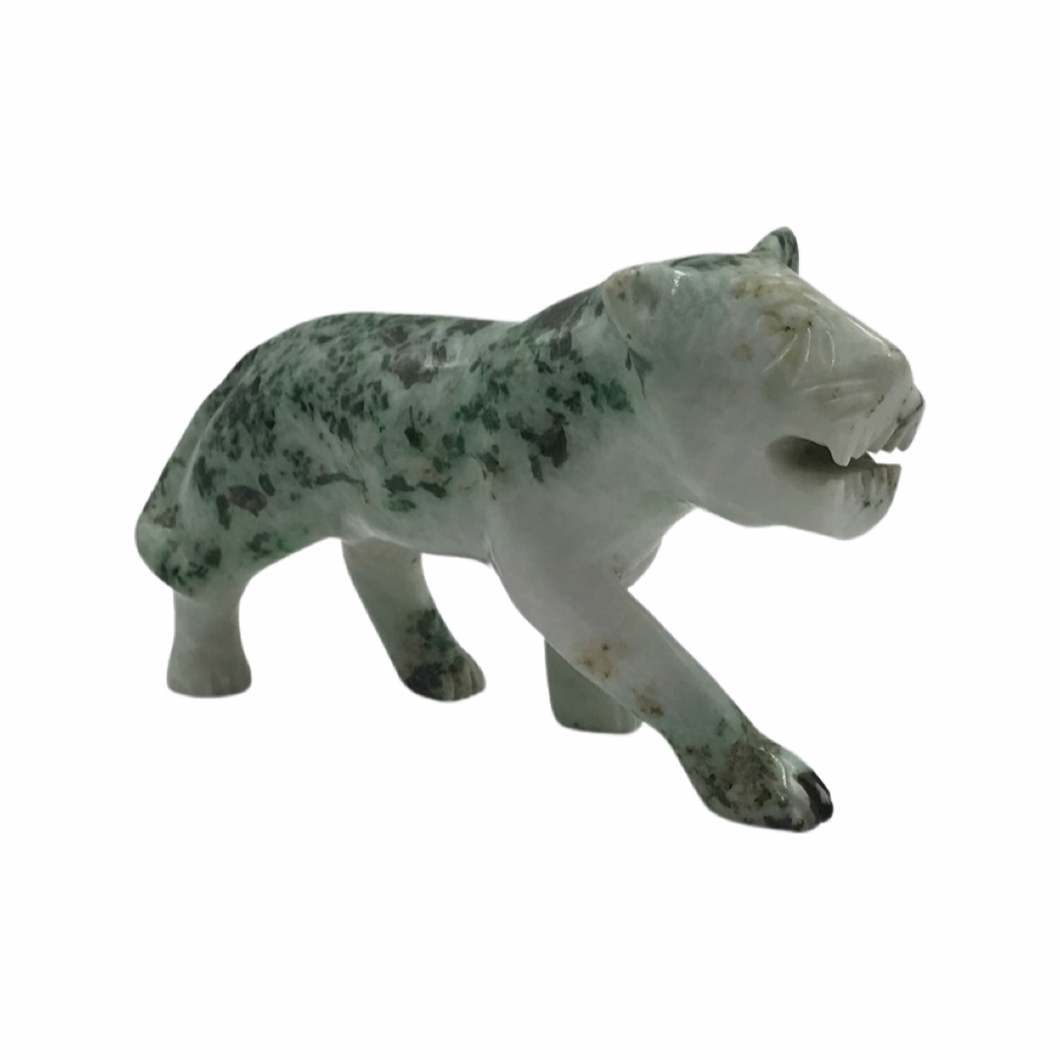 Hand-Carved Burmese Jade Tiger Sculpture