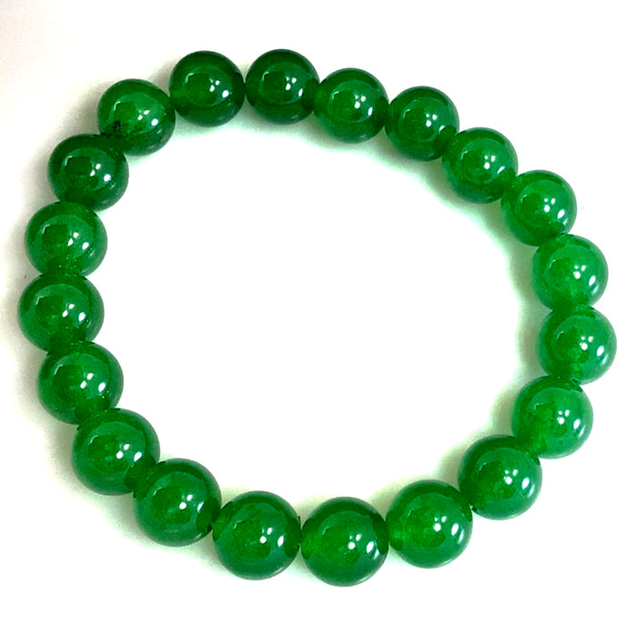 Dyed Jade bead bracelet's top view
